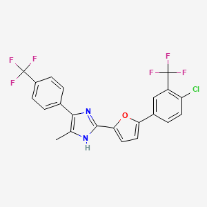 molecular formula C22H13ClF6N2O B6606105 2-{5-[4-chloro-3-(trifluoromethyl)phenyl]furan-2-yl}-5-methyl-4-[4-(trifluoromethyl)phenyl]-1H-imidazole CAS No. 2751621-11-9