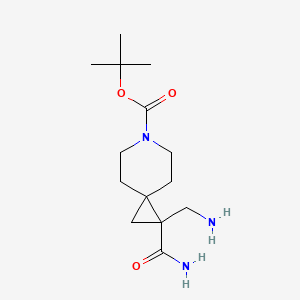 molecular formula C14H25N3O3 B6606332 tert-butyl 1-(aminomethyl)-1-carbamoyl-6-azaspiro[2.5]octane-6-carboxylate CAS No. 2305251-88-9