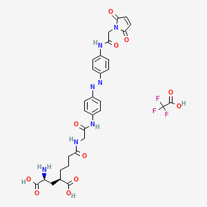 molecular formula C31H32F3N7O11 B6606499 (2S,4R)-2-amino-4-[3-({[(4-{2-[(1E,4E)-4-{[2-(2,5-dioxo-2,5-dihydro-1H-pyrrol-1-yl)acetyl]imino}cyclohexa-2,5-dien-1-ylidene]hydrazin-1-yl}phenyl)carbamoyl]methyl}carbamoyl)propyl]pentanedioic acid, trifluoroacetic acid CAS No. 2260917-83-5