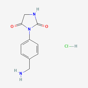 molecular formula C10H12ClN3O2 B6606527 3-[4-(aminomethyl)phenyl]imidazolidine-2,4-dione hydrochloride CAS No. 2137591-02-5