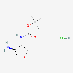 rac-tert-butyl N-[(3R,4R)-4-aminooxolan-3-yl]carbamate hydrochloride, trans