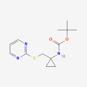 tert-butyl N-{1-[(pyrimidin-2-ylsulfanyl)methyl]cyclopropyl}carbamate