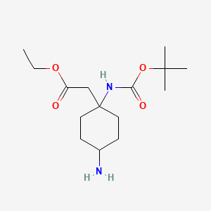 molecular formula C15H28N2O4 B6607887 ethyl 2-(4-amino-1-{[(tert-butoxy)carbonyl]amino}cyclohexyl)acetate CAS No. 1262410-14-9