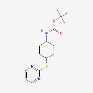 tert-butyl N-[(1s,4s)-4-(pyrimidin-2-ylsulfanyl)cyclohexyl]carbamate