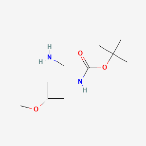 molecular formula C11H22N2O3 B6609272 tert-butyl N-[1-(aminomethyl)-3-methoxycyclobutyl]carbamate, Mixture of diastereomers CAS No. 2010488-82-9