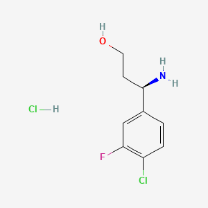 molecular formula C9H12Cl2FNO B6609459 (3R)-3-amino-3-(4-chloro-3-fluorophenyl)propan-1-ol hydrochloride CAS No. 2866253-73-6
