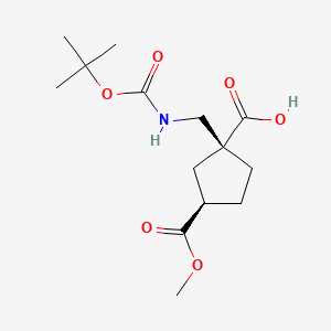 molecular formula C14H23NO6 B6609682 rac-(1R,3R)-1-({[(tert-butoxy)carbonyl]amino}methyl)-3-(methoxycarbonyl)cyclopentane-1-carboxylic acid CAS No. 2866318-23-0