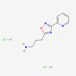 molecular formula C10H14Cl2N4O B6609768 3-[3-(pyridin-2-yl)-1,2,4-oxadiazol-5-yl]propan-1-amine dihydrochloride CAS No. 2866353-04-8