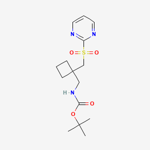 molecular formula C15H23N3O4S B6609901 tert-butyl N-({1-[(pyrimidine-2-sulfonyl)methyl]cyclobutyl}methyl)carbamate CAS No. 2870674-05-6