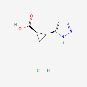 molecular formula C7H9ClN2O2 B6610007 rac-(1R,2R)-2-(1H-pyrazol-3-yl)cyclopropane-1-carboxylic acid hydrochloride, trans CAS No. 2866316-77-8