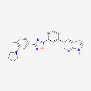 molecular formula C25H22N6O B6610062 2-{3-[4-methyl-3-(pyrrolidin-1-yl)phenyl]-1,2,4-oxadiazol-5-yl}-4-{1H-pyrrolo[2,3-b]pyridin-5-yl}pyridine CAS No. 2680674-32-0