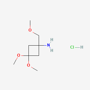 molecular formula C8H18ClNO3 B6610666 3,3-dimethoxy-1-(methoxymethyl)cyclobutan-1-amine hydrochloride CAS No. 2866353-34-4