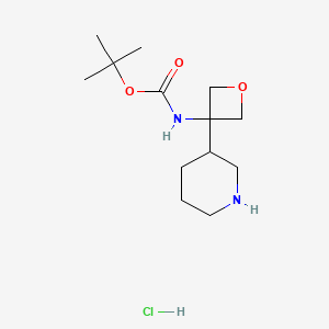 tert-butyl N-[3-(piperidin-3-yl)oxetan-3-yl]carbamate hydrochloride