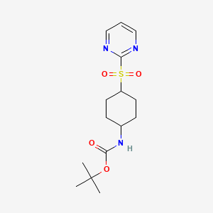 rac-tert-butyl N-[(1s,4s)-4-(pyrimidine-2-sulfonyl)cyclohexyl]carbamate, cis