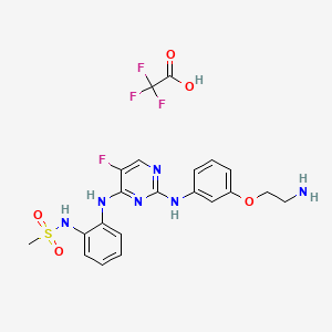 molecular formula C21H22F4N6O5S B6611219 N-{2-[(2-{[3-(2-aminoethoxy)phenyl]amino}-5-fluoropyrimidin-4-yl)amino]phenyl}methanesulfonamide, trifluoroacetic acid CAS No. 2763777-20-2