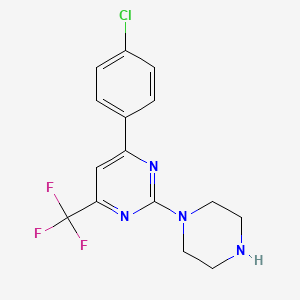 4-(4-chlorophenyl)-2-(piperazin-1-yl)-6-(trifluoromethyl)pyrimidine