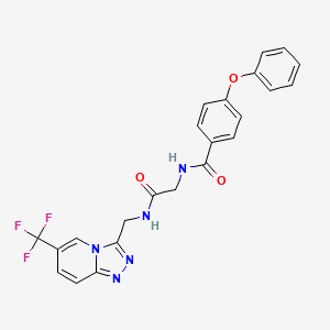 molecular formula C23H18F3N5O3 B6611750 N-[2-Oxo-2-[[[6-(trifluoromethyl)-1,2,4-triazolo[4,3-a]pyridin-3-yl]methyl]amino]ethyl]-4-phenoxybenzamide CAS No. 950070-20-9
