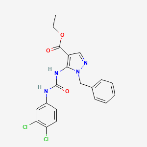molecular formula C20H18Cl2N4O3 B6612301 ethyl 1-benzyl-5-{[(3,4-dichlorophenyl)carbamoyl]amino}-1H-pyrazole-4-carboxylate CAS No. 305337-30-8
