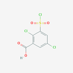 molecular formula C7H3Cl3O4S B6612382 2,5-dichloro-3-(chlorosulfonyl)benzoic acid CAS No. 926241-32-9