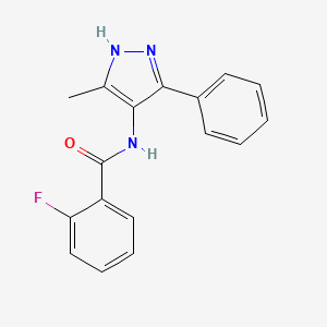 2-fluoro-N-(5-methyl-3-phenyl-1H-pyrazol-4-yl)benzamide