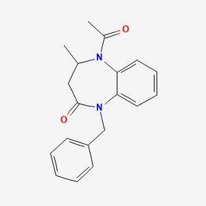 1,3,4,5-Tetrahydro-5-acetyl-4-methyl-1-(phenylmethyl)-2H-1,5-benzodiazepin-2-one