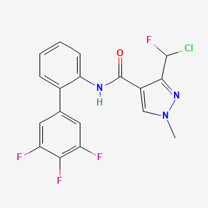 molecular formula C18H12ClF4N3O B6614433 3-[chloro(fluoro)methyl]-1-methyl-N-{3',4',5'-trifluoro-[1,1'-biphenyl]-2-yl}-1H-pyrazole-4-carboxamide CAS No. 907204-82-4