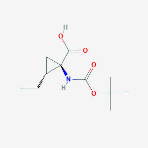 molecular formula C11H19NO4 B6614539 rac-(1R,2R)-1-{[(tert-butoxy)carbonyl]amino}-2-ethylcyclopropane-1-carboxylic acid, cis CAS No. 88950-66-7