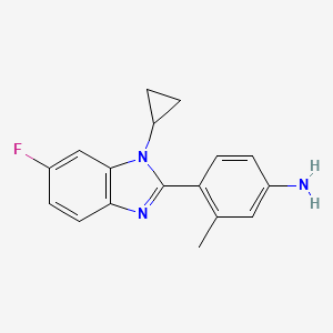 molecular formula C17H16FN3 B6615196 4-(1-cyclopropyl-6-fluoro-1H-1,3-benzodiazol-2-yl)-3-methylaniline CAS No. 1458124-30-5