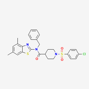 molecular formula C28H28ClN3O3S2 B6615294 1-[(4-Chlorophenyl)sulfonyl]-N-(4,6-dimethyl-2-benzothiazolyl)-N-(phenylmethyl)-4-piperidinecarboxamide CAS No. 1171588-60-5