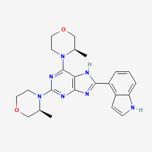 molecular formula C23H27N7O2 B6615558 8-(1H-indol-4-yl)-6-[(3R)-3-methylmorpholin-4-yl]-2-[(3S)-3-methylmorpholin-4-yl]-9H-purine CAS No. 1392421-71-4