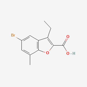 molecular formula C12H11BrO3 B6615731 5-bromo-3-ethyl-7-methyl-1-benzofuran-2-carboxylic acid CAS No. 1342577-53-0