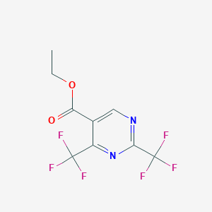 molecular formula C9H6F6N2O2 B066160 2,4-双(三氟甲基)嘧啶-5-甲酸乙酯 CAS No. 188781-15-9