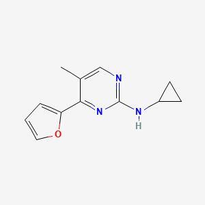 molecular formula C12H13N3O B6616038 N-cyclopropyl-4-(furan-2-yl)-5-methylpyrimidin-2-amine CAS No. 1343669-24-8