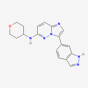 molecular formula C18H18N6O B6616183 3-(1H-indazol-6-yl)-N-(oxan-4-yl)imidazo[1,2-b]pyridazin-6-amine CAS No. 1012345-70-8