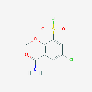 molecular formula C8H7Cl2NO4S B6616338 3-carbamoyl-5-chloro-2-methoxybenzene-1-sulfonyl chloride CAS No. 1492443-73-8