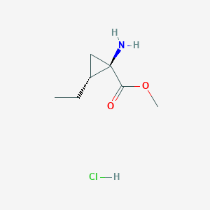 molecular formula C7H14ClNO2 B6616610 rac-methyl (1R,2R)-1-amino-2-ethylcyclopropane-1-carboxylate hydrochloride, cis CAS No. 2377869-63-9