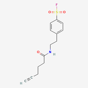 molecular formula C14H16FNO3S B6617017 4-[2-(hex-5-ynamido)ethyl]benzene-1-sulfonyl fluoride CAS No. 1375960-13-6