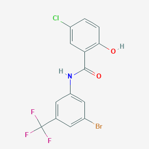 molecular formula C14H8BrClF3NO2 B6617532 N-[3-Bromo-5-(trifluoromethyl)phenyl]-5-chloro-2-hydroxybenzamide CAS No. 634185-03-8
