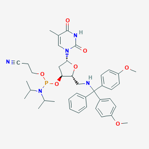 B066176 3-[[(2R,3S,5R)-2-[[[bis(4-methoxyphenyl)-phenylmethyl]amino]methyl]-5-(5-methyl-2,4-dioxopyrimidin-1-yl)oxolan-3-yl]oxy-[di(propan-2-yl)amino]phosphanyl]oxypropanenitrile CAS No. 194034-71-4