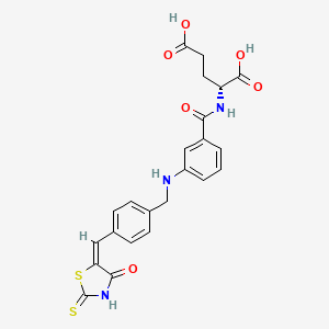 molecular formula C23H21N3O6S2 B6617637 (2R)-2-({3-[({4-[(4-oxo-2-sulfanylidene-1,3-thiazolidin-5-ylidene)methyl]phenyl}methyl)amino]phenyl}formamido)pentanedioic acid CAS No. 2413846-67-8
