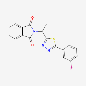 molecular formula C18H12FN3O2S B6617942 2-{1-[5-(3-fluorophenyl)-1,3,4-thiadiazol-2-yl]ethyl}-2,3-dihydro-1H-isoindole-1,3-dione CAS No. 1803567-27-2