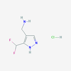 molecular formula C5H8ClF2N3 B6617999 [3-(difluoromethyl)-1H-pyrazol-4-yl]methanamine hydrochloride CAS No. 1461707-53-8