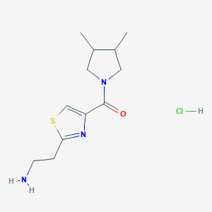 molecular formula C12H20ClN3OS B6618474 2-[4-(3,4-dimethylpyrrolidine-1-carbonyl)-1,3-thiazol-2-yl]ethan-1-amine hydrochloride, Mixture of diastereomers CAS No. 1803587-47-4