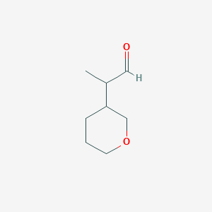 molecular formula C8H14O2 B6619341 2-(oxan-3-yl)propanal CAS No. 1554288-98-0