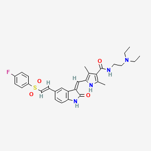 molecular formula C30H33FN4O4S B6619587 N-[2-(diethylamino)ethyl]-5-{[(3Z)-5-[(1E)-2-(4-fluorobenzenesulfonyl)ethenyl]-2-oxo-2,3-dihydro-1H-indol-3-ylidene]methyl}-2,4-dimethyl-1H-pyrrole-3-carboxamide CAS No. 1353029-37-4