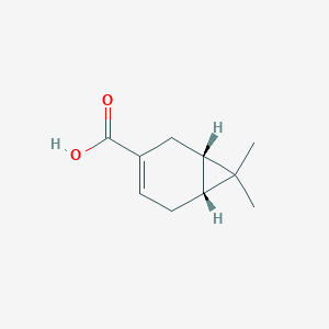 molecular formula C10H14O2 B6619595 (1S,6R)-7,7-dimethylbicyclo[4.1.0]hept-3-ene-3-carboxylic acid CAS No. 498-12-4