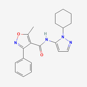 molecular formula C20H22N4O2 B6619690 N-(2-cyclohexylpyrazol-3-yl)-5-methyl-3-phenyl-1,2-oxazole-4-carboxamide CAS No. 5499-13-8
