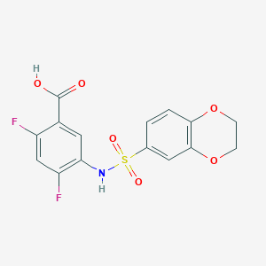 molecular formula C15H11F2NO6S B6619768 5-(2,3-Dihydro-1,4-benzodioxin-6-ylsulfonylamino)-2,4-difluorobenzoic acid 