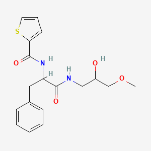 molecular formula C18H22N2O4S B6619812 N-[1-[(2-hydroxy-3-methoxypropyl)amino]-1-oxo-3-phenylpropan-2-yl]thiophene-2-carboxamide 