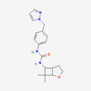 molecular formula C19H24N4O2 B6619836 1-(7,7-Dimethyl-2-oxabicyclo[3.2.0]heptan-6-yl)-3-[4-(pyrazol-1-ylmethyl)phenyl]urea 